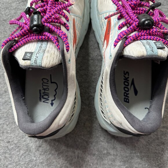 Brooks Running Shoes Women's 9.5 White Blue Orange Adrenaline GTS 21 - Picture 6 of 9